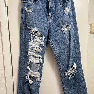 American Eagle Outfitters Blue Boyfriend Jeans with Distressed Style
